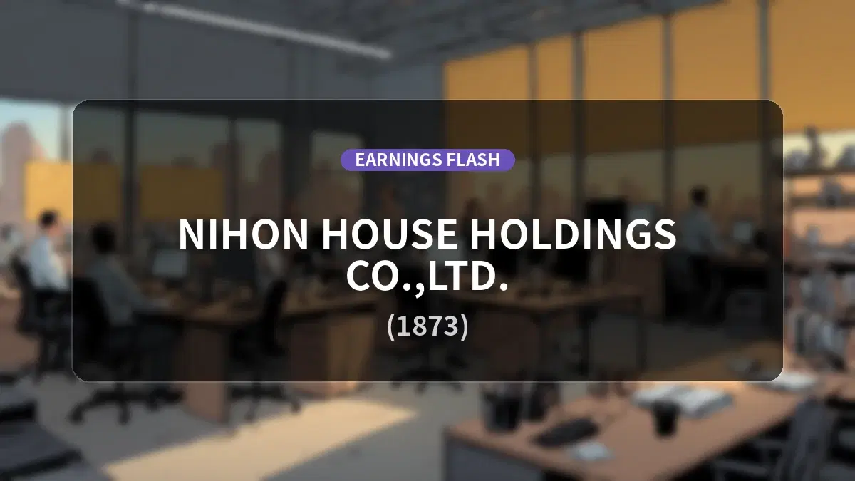 Nippon House Holdings (1873) Reports Earnings: Net Sales Up +9.0% YoY to 6,664 Million Yen, Operating Loss at 85 Million Yen