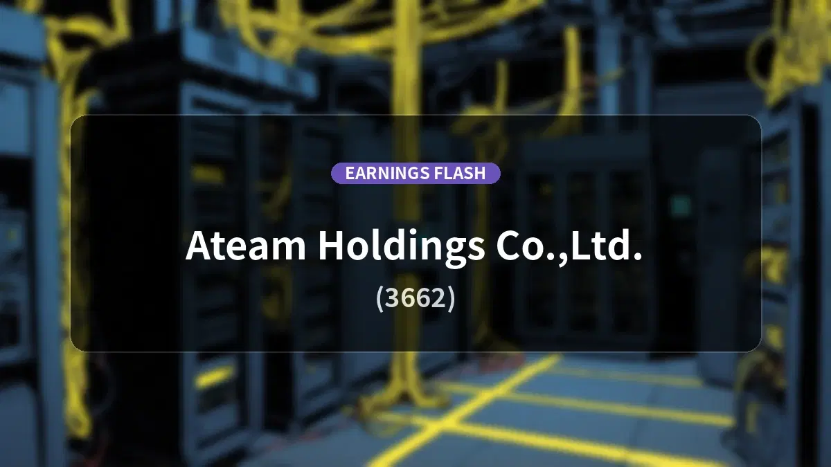 Ateammachines Inc. / Ateam Inc. (3662) Earnings: Operating Profit Up 29.6% YoY to 1,095 Million Yen