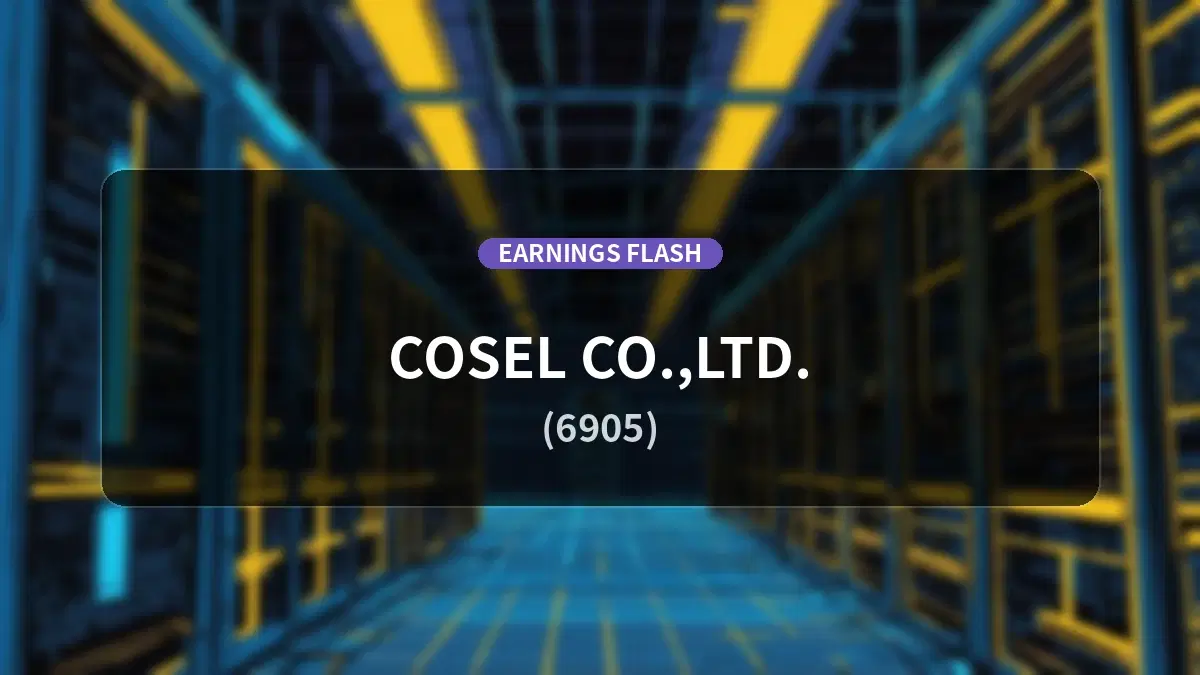 Cosel (6905) Q1 FY Ending May 2027: Sales Up 54.0% YoY; Operating Profit Turns Positive at JPY 545 Million
